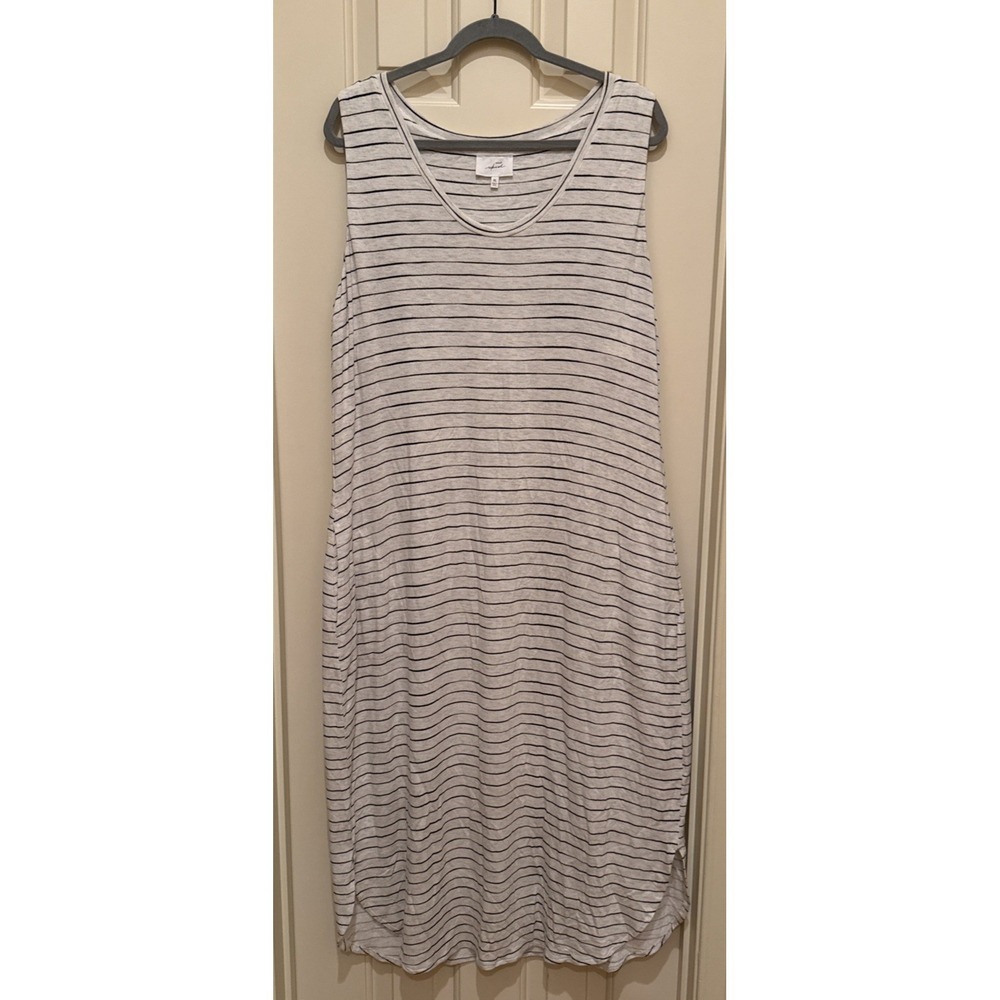 Soma Wknd Sunday Bra Jersey Striped Midi Dress Size XL Round Hem With Pockets